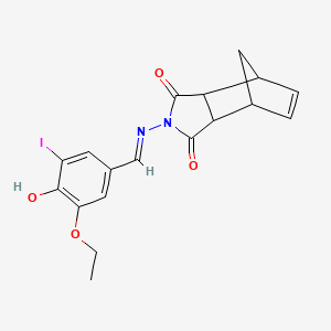 molecular formula C18H17IN2O4 B6007351 4-[(3-ethoxy-4-hydroxy-5-iodobenzylidene)amino]-4-azatricyclo[5.2.1.0~2,6~]dec-8-ene-3,5-dione 