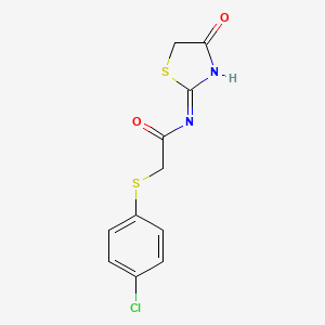 molecular formula C11H9ClN2O2S2 B6007365 2-[(4-chlorophenyl)thio]-N-(4-oxo-4,5-dihydro-1,3-thiazol-2-yl)acetamide 