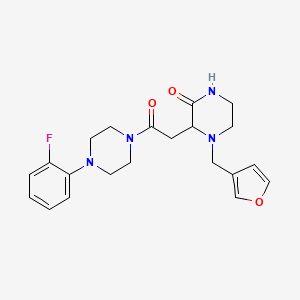 molecular formula C21H25FN4O3 B6007384 3-{2-[4-(2-fluorophenyl)-1-piperazinyl]-2-oxoethyl}-4-(3-furylmethyl)-2-piperazinone 