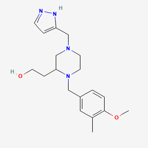 molecular formula C19H28N4O2 B6007405 2-[1-(4-methoxy-3-methylbenzyl)-4-(1H-pyrazol-3-ylmethyl)-2-piperazinyl]ethanol 