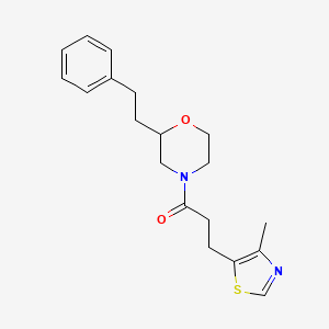molecular formula C19H24N2O2S B6007418 4-[3-(4-methyl-1,3-thiazol-5-yl)propanoyl]-2-(2-phenylethyl)morpholine 