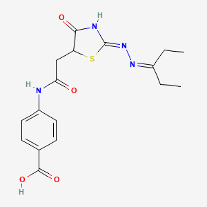 molecular formula C17H20N4O4S B6007481 4-[({2-[(1-ethylpropylidene)hydrazono]-4-hydroxy-2,5-dihydro-1,3-thiazol-5-yl}acetyl)amino]benzoic acid 