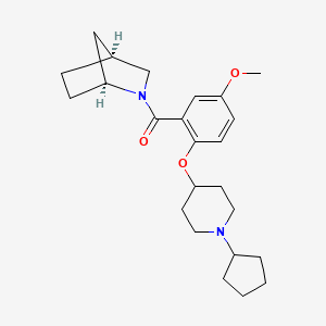 molecular formula C24H34N2O3 B6007502 (1S*,4S*)-2-{2-[(1-cyclopentyl-4-piperidinyl)oxy]-5-methoxybenzoyl}-2-azabicyclo[2.2.1]heptane 