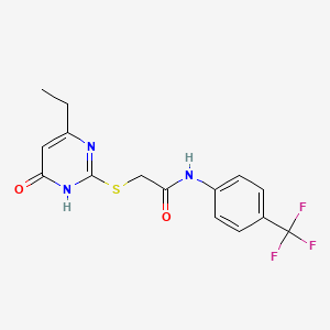 molecular formula C15H14F3N3O2S B6007548 2-[(4-ethyl-6-oxo-1,6-dihydro-2-pyrimidinyl)thio]-N-[4-(trifluoromethyl)phenyl]acetamide 