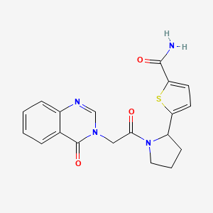 molecular formula C19H18N4O3S B6007552 5-{1-[(4-oxo-3(4H)-quinazolinyl)acetyl]-2-pyrrolidinyl}-2-thiophenecarboxamide 