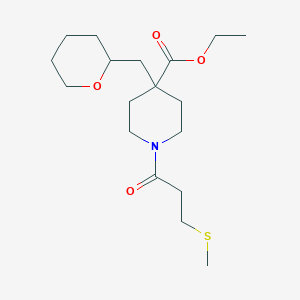 ethyl 1-[3-(methylthio)propanoyl]-4-(tetrahydro-2H-pyran-2-ylmethyl)-4-piperidinecarboxylate