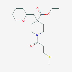 molecular formula C18H31NO4S B6007628 Ethyl 1-(3-methylsulfanylpropanoyl)-4-(oxan-2-ylmethyl)piperidine-4-carboxylate 