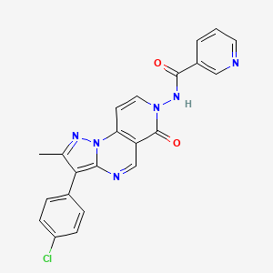 molecular formula C22H15ClN6O2 B6007698 N-[3-(4-chlorophenyl)-2-methyl-6-oxopyrazolo[1,5-a]pyrido[3,4-e]pyrimidin-7(6H)-yl]nicotinamide 