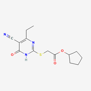 molecular formula C14H17N3O3S B6007709 cyclopentyl [(5-cyano-4-ethyl-6-oxo-1,6-dihydro-2-pyrimidinyl)thio]acetate 