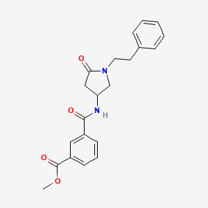 molecular formula C21H22N2O4 B6007725 methyl 3-({[5-oxo-1-(2-phenylethyl)-3-pyrrolidinyl]amino}carbonyl)benzoate 