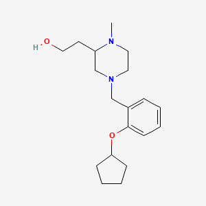 molecular formula C19H30N2O2 B6007742 2-{4-[2-(cyclopentyloxy)benzyl]-1-methyl-2-piperazinyl}ethanol 