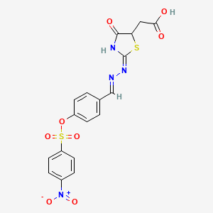 {2-[(4-{[(4-nitrophenyl)sulfonyl]oxy}benzylidene)hydrazono]-4-oxo-1,3-thiazolidin-5-yl}acetic acid