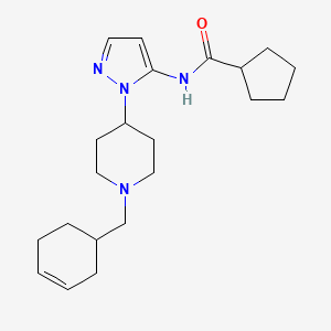 molecular formula C21H32N4O B6007781 N-{1-[1-(3-cyclohexen-1-ylmethyl)-4-piperidinyl]-1H-pyrazol-5-yl}cyclopentanecarboxamide 