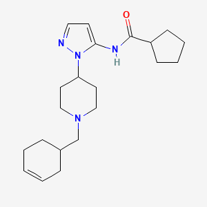 molecular formula C21H32N4O B6007781 N-[2-[1-(cyclohex-3-en-1-ylmethyl)piperidin-4-yl]pyrazol-3-yl]cyclopentanecarboxamide 