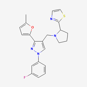 molecular formula C22H21FN4OS B6007814 2-(1-{[1-(3-fluorophenyl)-3-(5-methyl-2-furyl)-1H-pyrazol-4-yl]methyl}-2-pyrrolidinyl)-1,3-thiazole 