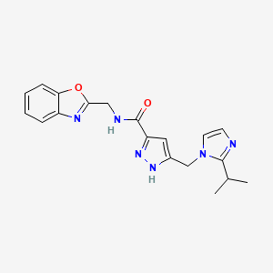 molecular formula C19H20N6O2 B6007824 N-(1,3-benzoxazol-2-ylmethyl)-5-[(2-isopropyl-1H-imidazol-1-yl)methyl]-1H-pyrazole-3-carboxamide 