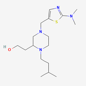 molecular formula C17H32N4OS B6007837 2-[4-{[2-(dimethylamino)-1,3-thiazol-5-yl]methyl}-1-(3-methylbutyl)-2-piperazinyl]ethanol 