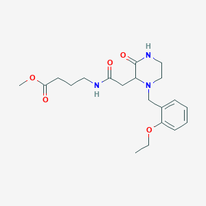 molecular formula C20H29N3O5 B6007889 methyl 4-({[1-(2-ethoxybenzyl)-3-oxo-2-piperazinyl]acetyl}amino)butanoate 