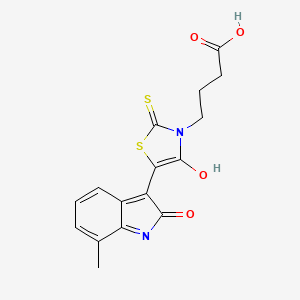molecular formula C16H14N2O4S2 B6007979 4-[5-(7-methyl-2-oxo-1,2-dihydro-3H-indol-3-ylidene)-4-oxo-2-thioxo-1,3-thiazolidin-3-yl]butanoic acid 