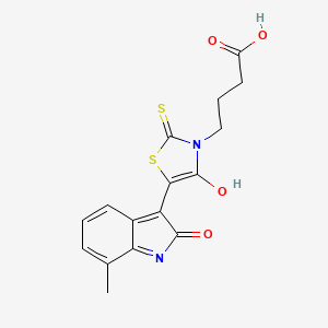 4-[5-(7-methyl-2-oxo-1,2-dihydro-3H-indol-3-ylidene)-4-oxo-2-thioxo-1,3-thiazolidin-3-yl]butanoic acid