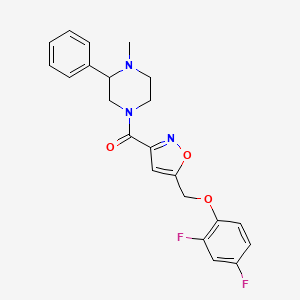 molecular formula C22H21F2N3O3 B6007989 4-({5-[(2,4-difluorophenoxy)methyl]-3-isoxazolyl}carbonyl)-1-methyl-2-phenylpiperazine 