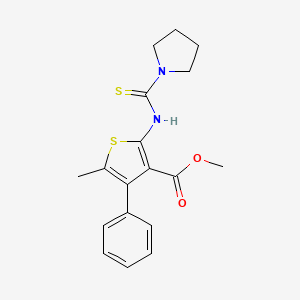 molecular formula C18H20N2O2S2 B6008023 methyl 5-methyl-4-phenyl-2-[(1-pyrrolidinylcarbonothioyl)amino]-3-thiophenecarboxylate 