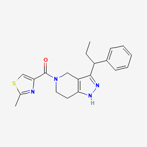 molecular formula C20H22N4OS B6008056 5-[(2-methyl-1,3-thiazol-4-yl)carbonyl]-3-(1-phenylpropyl)-4,5,6,7-tetrahydro-1H-pyrazolo[4,3-c]pyridine 