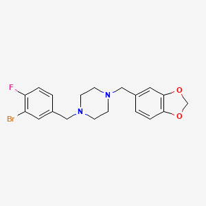 molecular formula C19H20BrFN2O2 B6008074 1-(1,3-benzodioxol-5-ylmethyl)-4-(3-bromo-4-fluorobenzyl)piperazine 