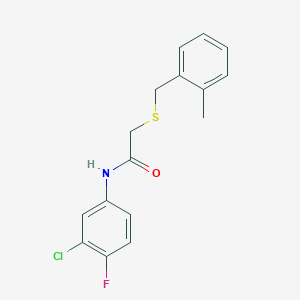 molecular formula C16H15ClFNOS B6008149 N-(3-chloro-4-fluorophenyl)-2-[(2-methylbenzyl)thio]acetamide 