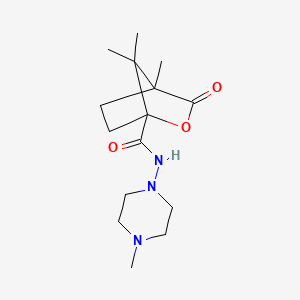 molecular formula C15H25N3O3 B6008150 4,7,7-trimethyl-N-(4-methyl-1-piperazinyl)-3-oxo-2-oxabicyclo[2.2.1]heptane-1-carboxamide 