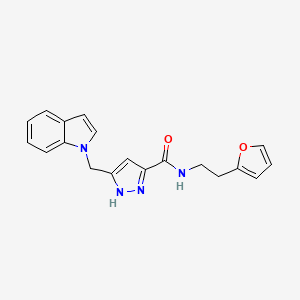 molecular formula C19H18N4O2 B6008161 N-[2-(2-furyl)ethyl]-5-(1H-indol-1-ylmethyl)-1H-pyrazole-3-carboxamide 