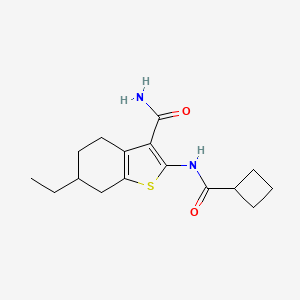 molecular formula C16H22N2O2S B6008209 2-[(cyclobutylcarbonyl)amino]-6-ethyl-4,5,6,7-tetrahydro-1-benzothiophene-3-carboxamide 