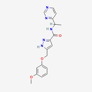 5-[(3-methoxyphenoxy)methyl]-N-[1-(4-pyrimidinyl)ethyl]-1H-pyrazole-3-carboxamide