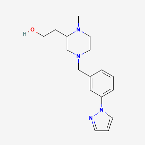 molecular formula C17H24N4O B6008260 2-{1-methyl-4-[3-(1H-pyrazol-1-yl)benzyl]-2-piperazinyl}ethanol trifluoroacetate (salt) 