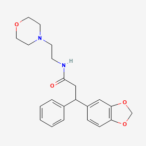 molecular formula C22H26N2O4 B6008305 3-(1,3-benzodioxol-5-yl)-N-[2-(4-morpholinyl)ethyl]-3-phenylpropanamide 