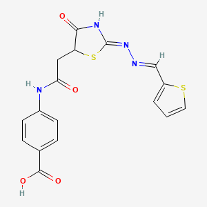 molecular formula C17H14N4O4S2 B6008339 4-[({4-hydroxy-2-[(2-thienylmethylene)hydrazono]-2,5-dihydro-1,3-thiazol-5-yl}acetyl)amino]benzoic acid 