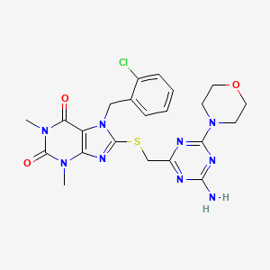 molecular formula C22H24ClN9O3S B6008365 8-{[(4-amino-6-morpholin-4-yl-1,3,5-triazin-2-yl)methyl]thio}-7-(2-chlorobenzyl)-1,3-dimethyl-3,7-dihydro-1H-purine-2,6-dione 