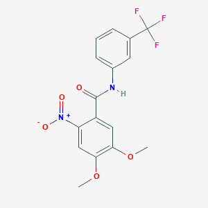 molecular formula C16H13F3N2O5 B6008377 4,5-dimethoxy-2-nitro-N-[3-(trifluoromethyl)phenyl]benzamide 