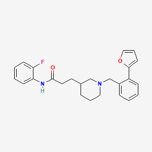 molecular formula C25H27FN2O2 B6008460 N-(2-fluorophenyl)-3-{1-[2-(2-furyl)benzyl]-3-piperidinyl}propanamide 