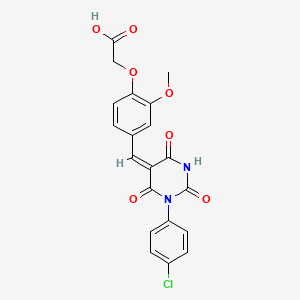 molecular formula C20H15ClN2O7 B6008492 (4-{[1-(4-chlorophenyl)-2,4,6-trioxotetrahydro-5(2H)-pyrimidinylidene]methyl}-2-methoxyphenoxy)acetic acid 