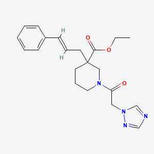 molecular formula C21H26N4O3 B6008524 ethyl 3-[(2E)-3-phenyl-2-propen-1-yl]-1-(1H-1,2,4-triazol-1-ylacetyl)-3-piperidinecarboxylate 