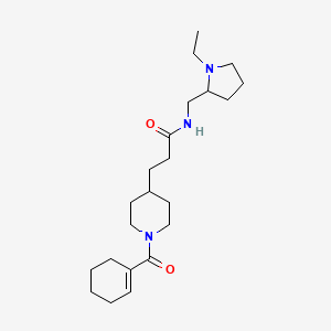 molecular formula C22H37N3O2 B6008531 3-[1-(1-cyclohexen-1-ylcarbonyl)-4-piperidinyl]-N-[(1-ethyl-2-pyrrolidinyl)methyl]propanamide 