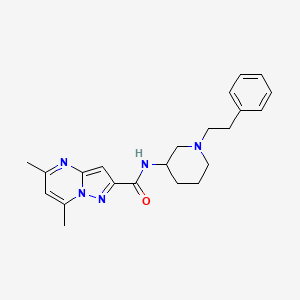 molecular formula C22H27N5O B6008557 5,7-dimethyl-N-[1-(2-phenylethyl)-3-piperidinyl]pyrazolo[1,5-a]pyrimidine-2-carboxamide 