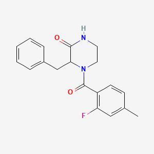 molecular formula C19H19FN2O2 B6008562 3-benzyl-4-(2-fluoro-4-methylbenzoyl)-2-piperazinone 