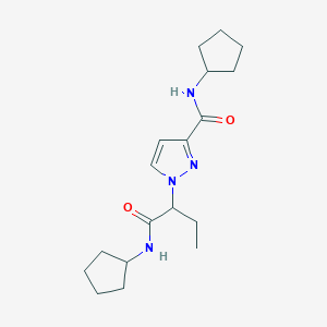 molecular formula C18H28N4O2 B6008578 N-cyclopentyl-1-{1-[(cyclopentylamino)carbonyl]propyl}-1H-pyrazole-3-carboxamide 