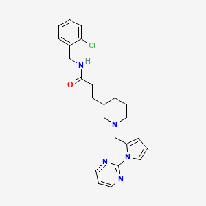 molecular formula C24H28ClN5O B6008647 N-(2-chlorobenzyl)-3-(1-{[1-(2-pyrimidinyl)-1H-pyrrol-2-yl]methyl}-3-piperidinyl)propanamide 