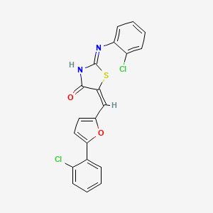 molecular formula C20H12Cl2N2O2S B6008656 5-{[5-(2-chlorophenyl)-2-furyl]methylene}-2-[(2-chlorophenyl)imino]-1,3-thiazolidin-4-one 