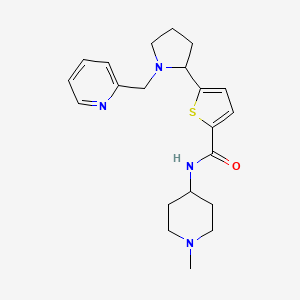 molecular formula C21H28N4OS B6008677 N-(1-methyl-4-piperidinyl)-5-[1-(2-pyridinylmethyl)-2-pyrrolidinyl]-2-thiophenecarboxamide 