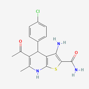 molecular formula C17H16ClN3O2S B6008690 5-acetyl-3-amino-4-(4-chlorophenyl)-6-methyl-4,7-dihydrothieno[2,3-b]pyridine-2-carboxamide 