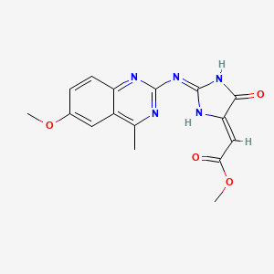 molecular formula C16H15N5O4 B6008725 methyl {2-[(6-methoxy-4-methyl-2-quinazolinyl)amino]-5-oxo-1,5-dihydro-4H-imidazol-4-ylidene}acetate 